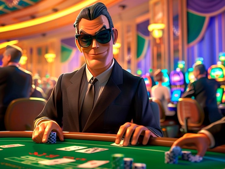 AduQ dealer hands showing community cards on bigbos slot table